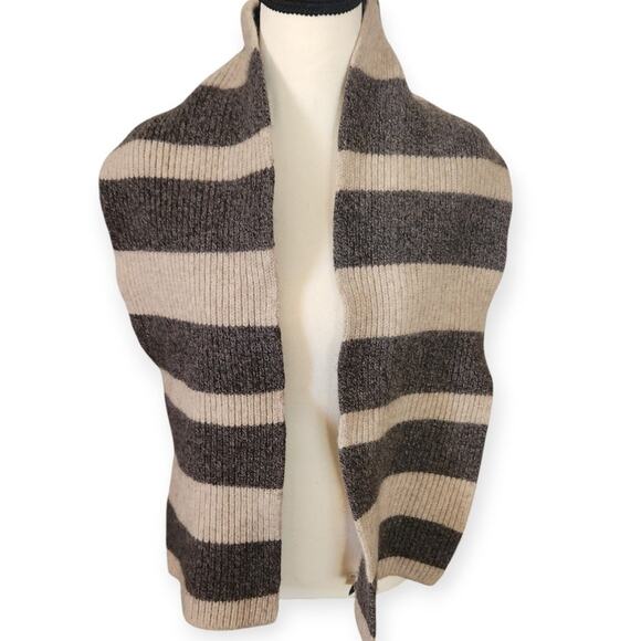 100% Lambswool Gap Old Money Striped Warm Winter Scarf Mens - Picture 3 of 5